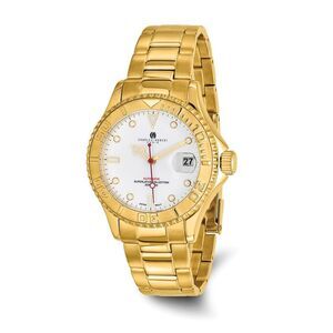 Charles Hubert Mens Gold-plated White Dial Rotating Bezel Watch